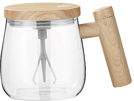 Electric High Speed Mixing Cup 400ml 7000 Rpm Self Stirring Coffee Mug Glass Mixing Coffee Mug High Borosilicate Glass Waterproof Self Stirring Cup for Milk Protein Powder (Battery Not Included)