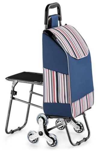 Carrito de Compras Carro de la Compra Andadores Para Personas Mayores, Andador Rodante, Carrito De Compras Portátil Con Asiento Para Descanso, Carrito De Escalera De Escalada Carro Compra Carrito de M