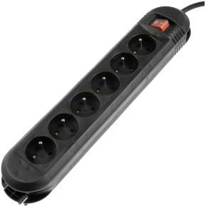 Hama Steckdosenleiste mit Schalter (6 Steckdosen 16 A, Verlängerungskabel 3 m, Mehrfachsteckdose, ideal zum Energiesparen, Steckdosen 45 °, Wandaufhängung, 3680 W, Kabel H05VV-F3G1.5), Schwarz