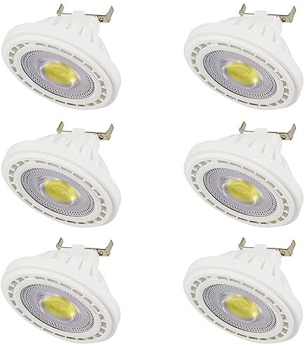 RYTM (Lot de 6) Ampoule LED AR111 G53 Réflecteur Projecteur 12 W COB 1200 lumens (équivalent halogène 100 W) Angle de faisceau de 120 degrés AC/DC 12 V basse tension non variable (Warm White 3000k