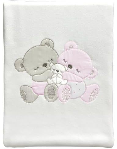 Palla Pallina Copertina Cotone Primaverile Ricamata Carrozzina Lettino Neonato Coperta Bambini Multifunzionale Morbido Bebè Passeggino Universale Traspirante (CARROZZINA, My Family Rosa)