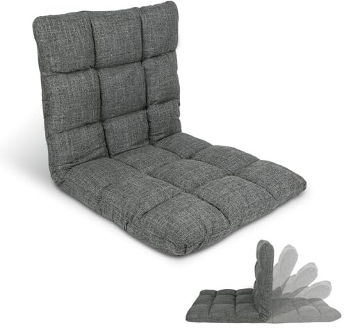 XLSBZ Bodenstuhl Faltbar,Bequemer Bodensessel Verstellbarer Rückenlehne Bodensofa,Meditationsstuhl,Lazy Sofa,Klappstühle für Zuhause Büro (Grau)
