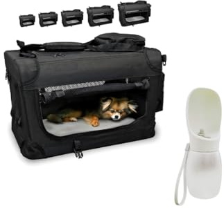 DEFACTO Hundebox faltbar für Auto & Reisen | Hundetransportbox & Hundetasche für Hunde, Katzen & Haustiere | Robuste Faltbare Transporttasche, atmungsaktiv, tragbar (L, Schwarz)