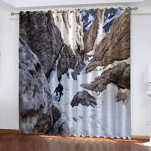 Verdunkelungsvorhänge Kräuselband Winterliche Berglandschaft Set Kindergardinen Mädchen Verdunkelungsvorhänge Mit Ösen Blickdichter Kinderzimmer Schlafzimmer Vorhang-3D9F2R6T6T0