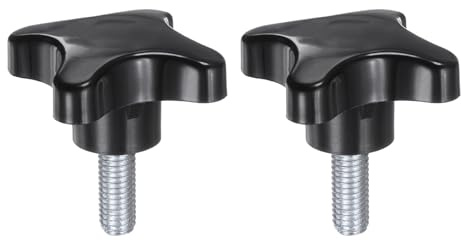 QUARKZMAN 2pz Pomelli a Stella M10 x 25mm Filettatura Maschio in Plastica 4 Stelle Manopola Perno Maniglia Filettata Ricambio Vite Serraggio Serraggio Manuale, Nero