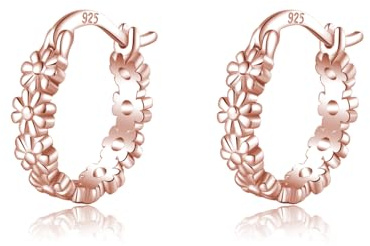 SLUYNZ Solid 925 Sterling Silver Flower Hoop Earrings for Women Girls Hoop Earrings Daisy Huggie
