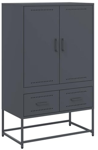 vidaXL Highboard, Sideboard for Hallway Living Room, Side Cabinet with Storage, Cupboard, Buffet Cabinet, Modern Style, Anthracite Steel