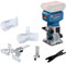 Bosch Professional 18V System Akku-Kantenfräse GLF 18V-8 (inkl. Parallelanschl., Saugadapter Oberflächenfr. & Kantenfr., Rollenführung bündiges Schneiden, 8mm-Spannz., Spannschl., o. Akku/Ladeger.)