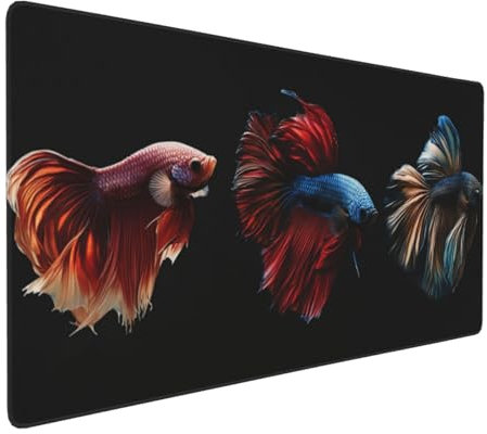 Large Mouse Pad 900x400x4mm Red Gaming Mouse Mat Goldfish XL Mousepad Anti-Fray Stitched Edges with Non-Slip Rubber Base,Ergonomic Mouse Pad Extended Desk Mat,for Home Office Accessories PC,Laptop