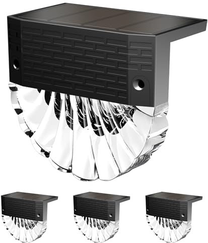 FIFlying Luci Solari da Giardino, 4 Pezzi Luce Solare Led Esterno, IP65 Impermeabile Lampade Solari da Esterno, 3 Modalità, Auto ON/OFF per Gradini Cortili Prato Vialetto, Bianco Caldo/RGB