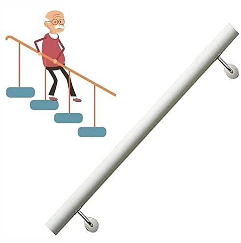 Kit completo di corrimano per scale in legno bianco, per ristrutturazione scale, corrimano in legno per interni, montaggio a parete per gradini interni (300 cm)