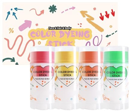 Mascara per capelli in 4 colori per capelli per bambini e donne, lavabile, temporaneo, adatto per donne e bambini, per matrimonio, carnevale, colore dei capelli (multicolore: A, taglia unica)