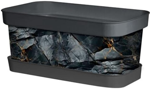 AC - Jardinera de plástico con Plato, Modelo Black Gold, Tiesto, macetero, Recipiente para Plantas, Fabricada en España (Gris Antracita - 40 cm)