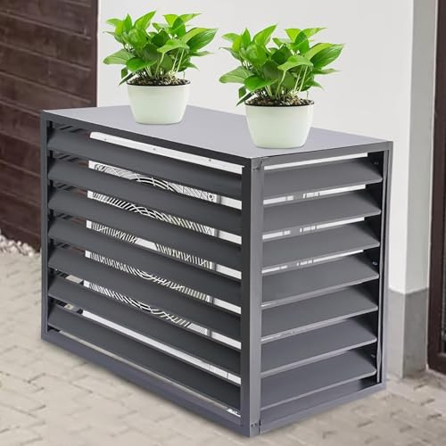 Cache Pompe a Chaleur Extérieur et Clôture de Confidentialité - Enceinte à 4 Faces Résistant aux Intempéries, Clôture for Climatiseur Extérieur(Grey,1.5P:100X50X70)