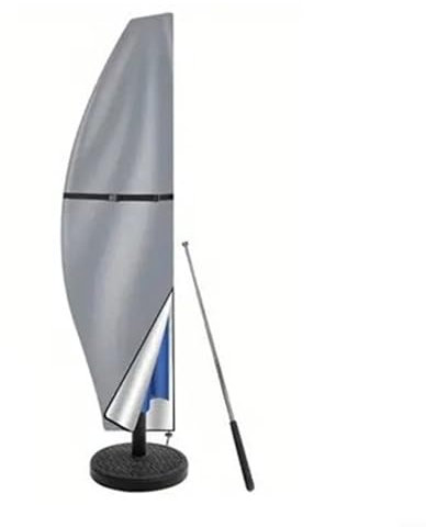 URPIZY Housse de protection pour parasol avec tige, housse de protection pour parasol déporté, résistante aux intempéries, aux UV, au vent et à la neige, housse d'extérieur pour parasol (gris, 190 x