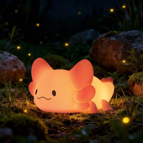 ZKLiLi Axolotl Lumière de nuit Enfants, Squishy mignonne lampe Dimmable Enfants Lumière de nuit Bébé avec Timer & 16 couleurs