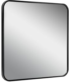 BD ART Quadratischer Wandspiegel 60x60 cm Schwarz MDF Rahmen für Wohnzimmer Flur & Korridor Modern Deksign Spiegel