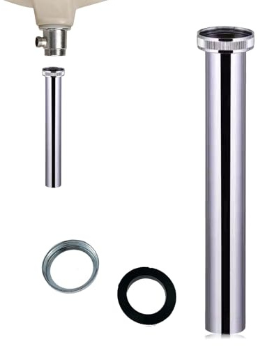 Tubo Di Prolunga Per Scarico Lungo 300 Mm, Prolunga Per Sifone Cromato, Fornito Con Un Dado, Una Guarnizione Di Tenuta In Gomma Per Scarico Del Lavabo