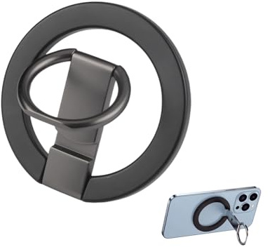 Magnetic Phone Ring Holder for MagSafe Ring Stand Finger Grip Adjustable Kickstand 360° Rotating Phone Grip Compatible with iPhone 17 16 Pro Max 14 13 Samsung Mag-Safe Accessories (Black)
