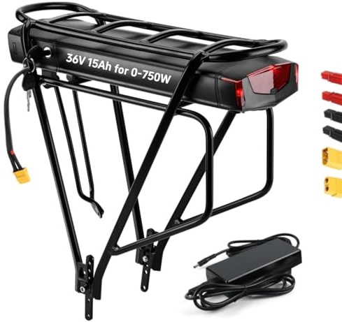 Batteria Ebike 36V 48V 52V 25Ah 20Ah 15Ah 13Ah, Batteria per Bici Elettrica Pedelec, con Base Caricabatterie e Blocco Sicurezza