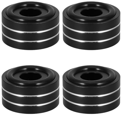 KALLORY Aluminum Speaker Isolation Pads 30x15mm 4pcs with Rubber Rings Shock Absorber Anti-vibration Speaker Feet for Subwoofer Amplifier Audio Sound Isolation