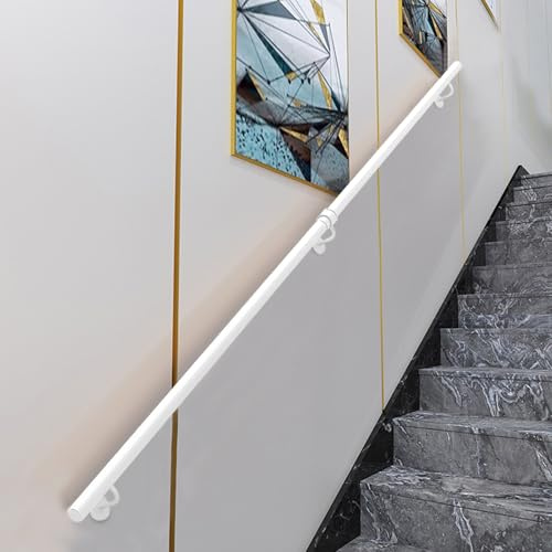 Corrimano per Scale Moderne 1 2 3 4 5 6 Metri, Ringhiera di Supporto Antiscivolo Bianca per Ringhiera Esterna o Interna, Maniglione di Sicurezza in Metallo da Parete(330cm)
