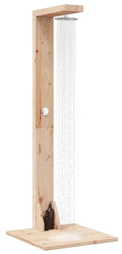 vidaXL Ducha Exterior 210 cm Madera Maciza de Pino y Acero Inoxidable