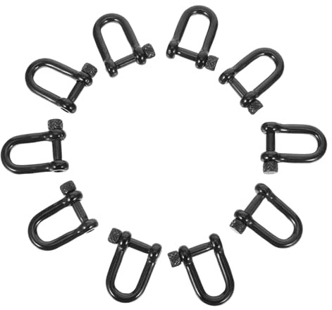 Happyyami 10pcs Stainless Steel D-Shape Carabiner Keyrings with Horseshoe Shackle, Mini Keychain Clips for Purse Hardware, Firm Attachment and Universal Fit for Keyring Making and Crafts