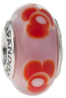 Pandora Women's Bead Sterling Silver 925 Murano Glass Charm Pink KASI 79647