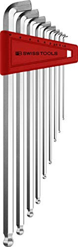 PB Swiss Tools 100 Grad Innensechskantschlüssel Satz PB 2212.LH-10 | 100% Swiss Made | 9-teiliges Sechskant Winkelschraubendreher Set 1,5-10 mm mit kurzem Stiftteil