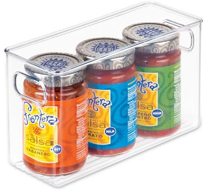 iDesign Cabinet/Kitchen Binz Caja organizadora, organizador de cocina mediano en plástico, cajón para frigorífico alargado, transparente