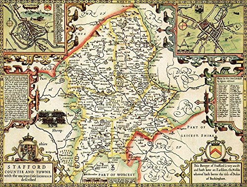 Ryco Originals STAF1 Staffordshire Historische Karte 1000 Teile Puzzle (1610) Kostenloser Druck