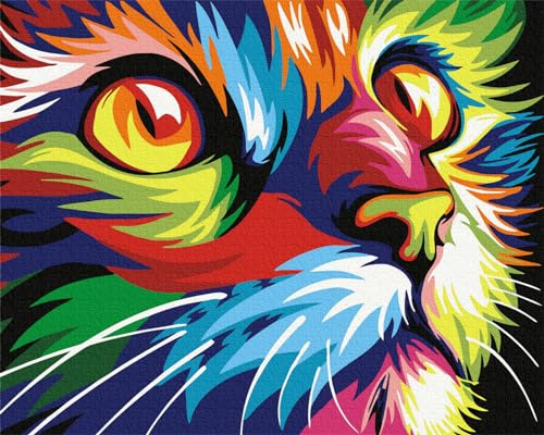 KOMKING Paint by Numbers Kits for Adults Children Beginners, Paint by Numbers Kids Adults, Cat Painting by Number Art Crafts for Adult, 16 x 20 inches Frameless