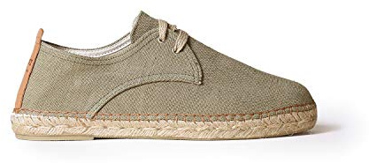 Men's lace-up espadrille in cotton fabric - DIXON - Khaki, 43 EU