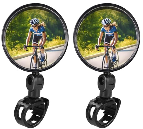 TAGVO 2 pcs Bike Mirror, Bicycle Rear View Mirror Bike Cycling Mirror, Adjustable Handlebar Mirror, Convex Handlebars Mirror for Mountain Bike Road Bike Ebike Scooter