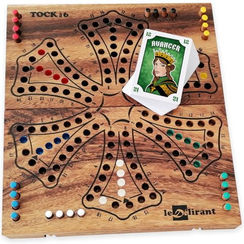 LEDELIRANT – Spiel TOC Tock aus Massivholz (2 bis 6 Spieler) – Zusammenklappbares Gesellschaftsspiel für unterwegs – Umweltfreundlich, handgefertigt, kanadisches Brettspiel.