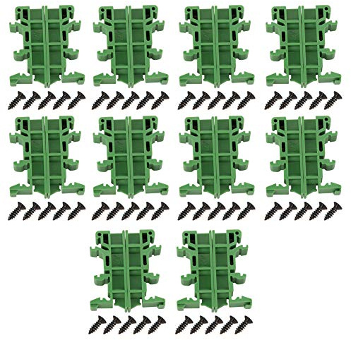 10Pcs Hutschiene PCB DIN Befestigungsteile Klammern Und Verbindungsplatten C45 Schiene Adapter Platine Halterung Halter Träger Für Elektrische Montage Und Verbindung (Grün)