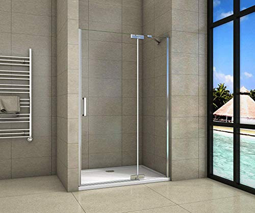 Aica Sanitär 80cm Duschtür Duschabtrennung Verstellbereich von 78.8-81.8 cm,Höhe:200cm,Rechts Drehtür aus 8mm Sicherheitsglas Nanobeschichtung mit Duschtasse 80x76cm