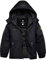 GEMYSE Jungen Winterjacke Outdoor Wasserdicht Winddicht Skijacke mit Kapuze und Fleece (Schwarz,140-146)