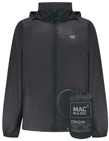 Mac in a Sac - Origin II - Waterproof Packable Jacket for Men & Women - Jet Black - XL