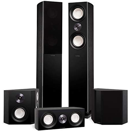 Fluance Reference Surround Sound Home Theater 5.0 Channel Speaker System including 3-Way Floorstanding Towers, Center Channel and Bipolar Speakers - Black Ash (X850BB)