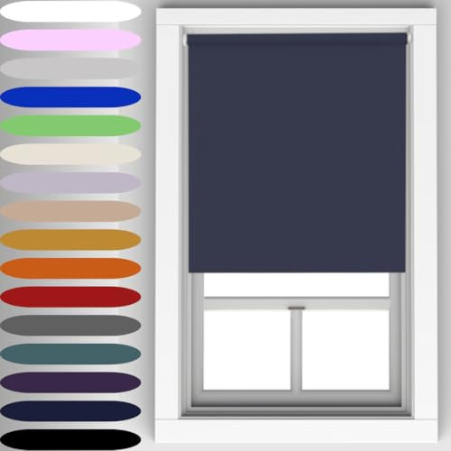 Caecus Navy Blackout Roller Blinds Made To Measure Window Blinds Easy Fit Child Safe Thermal Properties Home Office Fitting Included Up To 60cm Width x Up To 160cm Drop