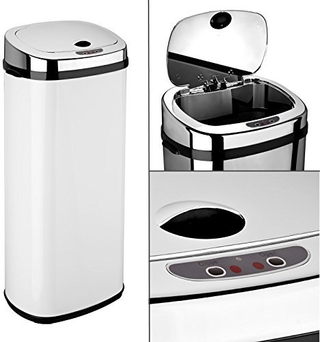 Dihl Rectangle 30L White Stainless Steel Auto Sensor Kitchen Waste Dust Bin Automatic Motor White