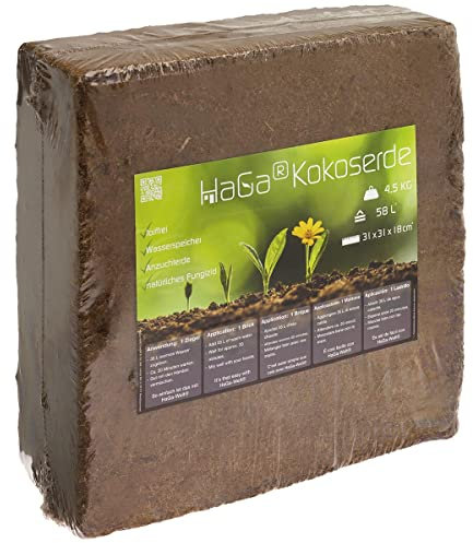 HaGa® Terreau de coco 4,5 kg – 58 l de terreau humus – Terreau pressé – Produit naturel pur