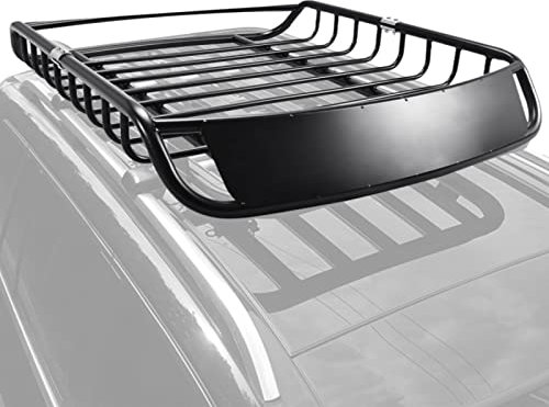 GYMAX Dachkorb Auto, Dachgepäckträger Dachträger aus Eisen, Gepäckkorb Gepäckträger Universal, 120 x 98 x 16,5 cm, Schwarz