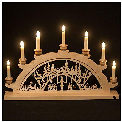 Holz-Schwibbogen Lichterbogen Schwibbogen aus dem Erzgebirge (Fichtelberg, 50 cm)