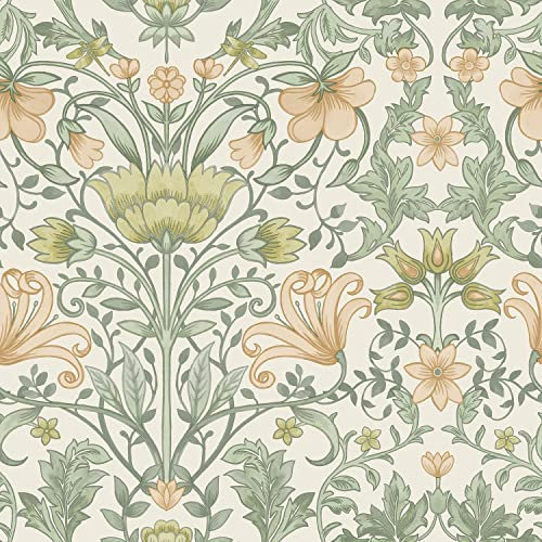 Vintage Floral Cream Ochre Vintage Retro Style Art Nouveau Smooth Wallpaper