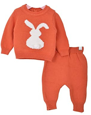 Minora Baby Kleidung Hose und Pullover Outfit Set - Gestricktes Winterbekleidungs Set mit Hasenmuster für Jungen und Mädchen - Set mit langärmligen, 0-12 Monate