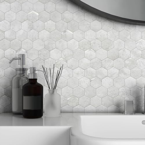 VAOVI Selbstklebende Klebefliesen Mosaik 5 Stücke,Zement Grau
