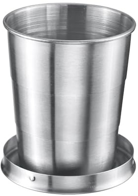 Westmark Trinkbecher Revivo – praktische Camping-Tasse Outdoor, ideal für heiße und kalte Getränke, faltbarer Becher mit Haken zum Befestigen – 150 ml, Edelstahl, rostfrei